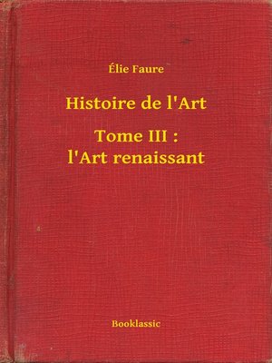 cover image of Histoire de l'Art--Tome III